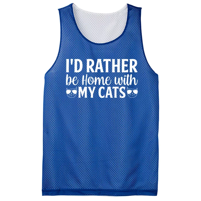 Id Rather Be Home With My Cats Cat Lady Purrfriend Great Gift Mesh Reversible Basketball Jersey Tank