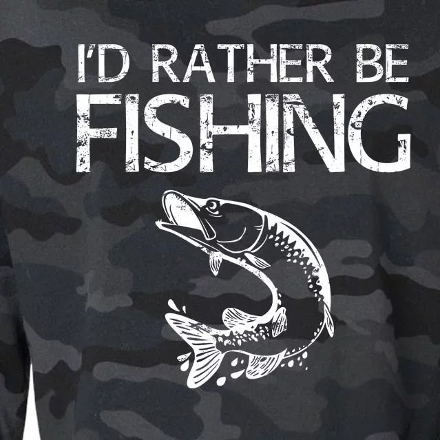 ID Rather Be Fishing Fisherman Cropped Pullover Crew