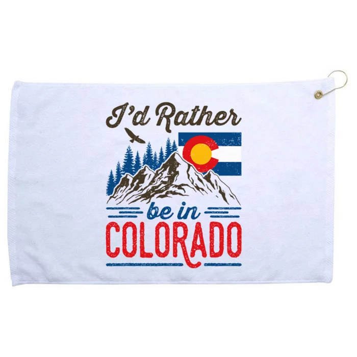 ID Rather Be In Colorado Roots Born Raised Souvenir Flag Grommeted Golf Towel