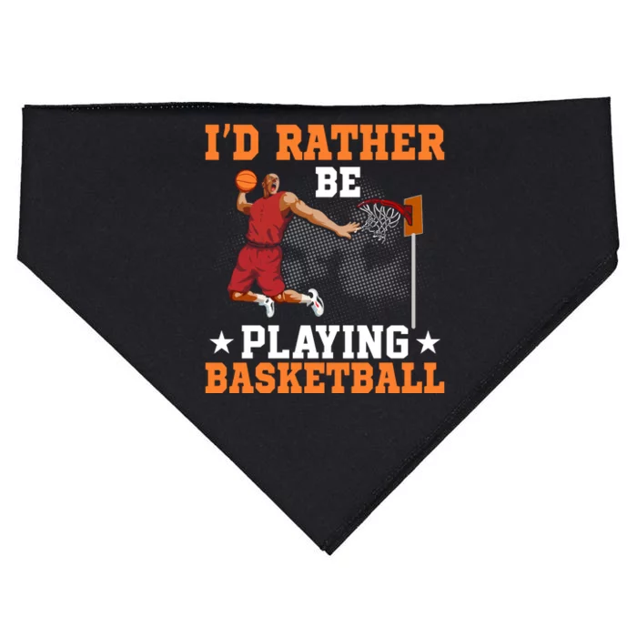 Id Rather Be Playing Basketball Gift For Sports Fan USA-Made Doggie Bandana