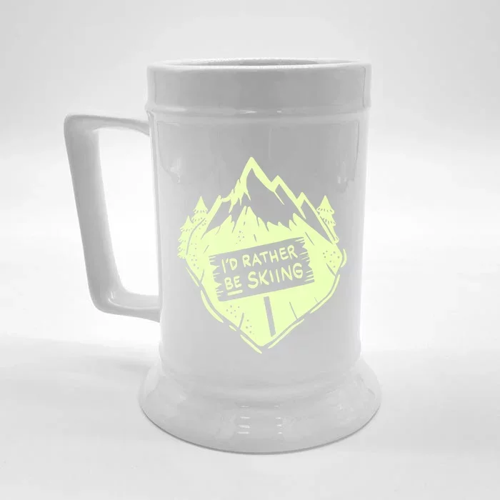 Id Rather Be Skiing Ski Hobbyist Gift Front & Back Beer Stein