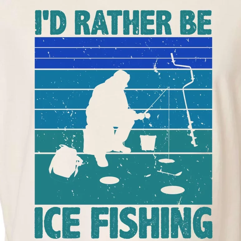 I'd Rather Be Ice Fishing Hobby Retro Gift Garment-Dyed Women's Muscle Tee