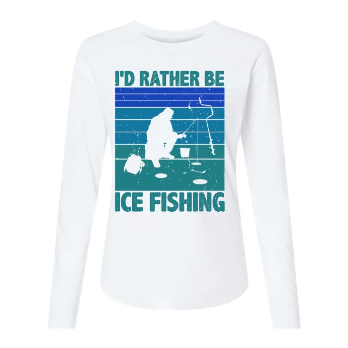 I'd Rather Be Ice Fishing Hobby Retro Gift Womens Cotton Relaxed Long Sleeve T-Shirt