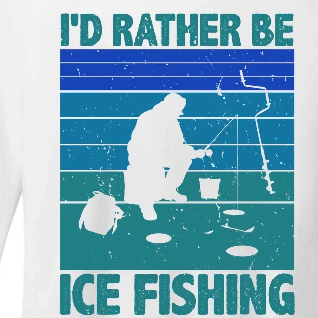 I'd Rather Be Ice Fishing Hobby Retro Gift Womens CVC Long Sleeve Shirt