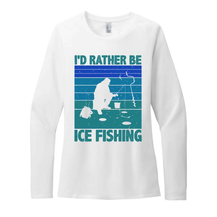 I'd Rather Be Ice Fishing Hobby Retro Gift Womens CVC Long Sleeve Shirt