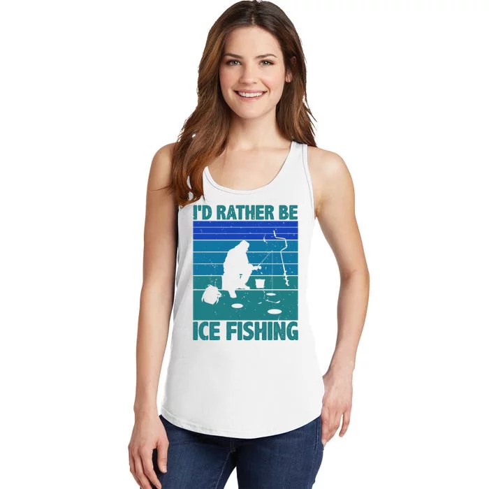 I'd Rather Be Ice Fishing Hobby Retro Gift Ladies Essential Tank