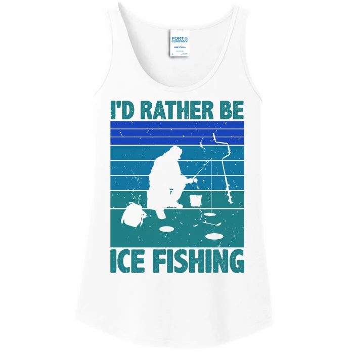 I'd Rather Be Ice Fishing Hobby Retro Gift Ladies Essential Tank