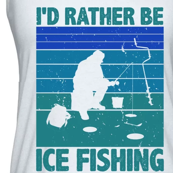 I'd Rather Be Ice Fishing Hobby Retro Gift Ladies Essential Flowy Tank