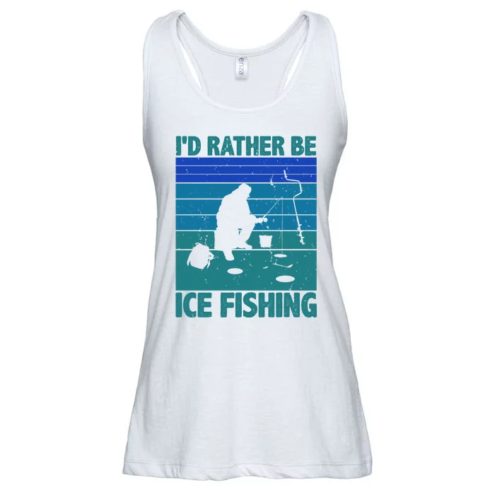 I'd Rather Be Ice Fishing Hobby Retro Gift Ladies Essential Flowy Tank