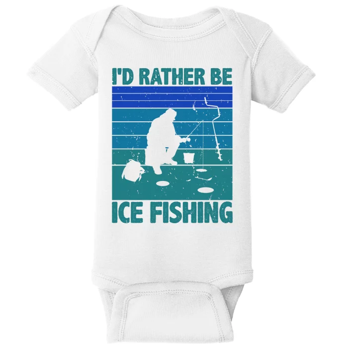 I'd Rather Be Ice Fishing Hobby Retro Gift Baby Bodysuit