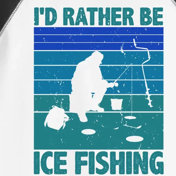 I'd Rather Be Ice Fishing Hobby Retro Gift Toddler Fine Jersey T-Shirt