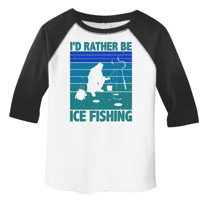 I'd Rather Be Ice Fishing Hobby Retro Gift Toddler Fine Jersey T-Shirt