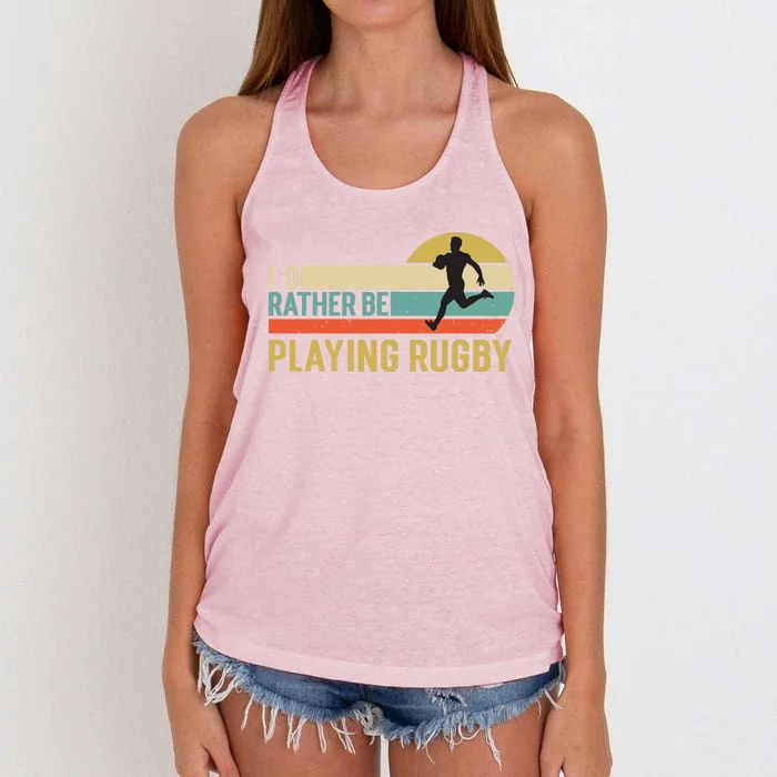 I`d Rather Be Playing Rugby Women's Knotted Racerback Tank