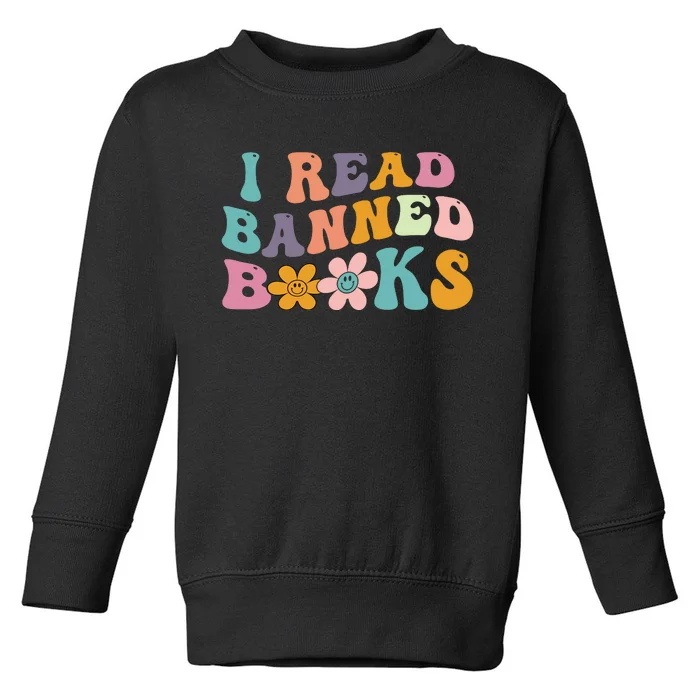 I Read Banned Books Retro Wavy Toddler Sweatshirt