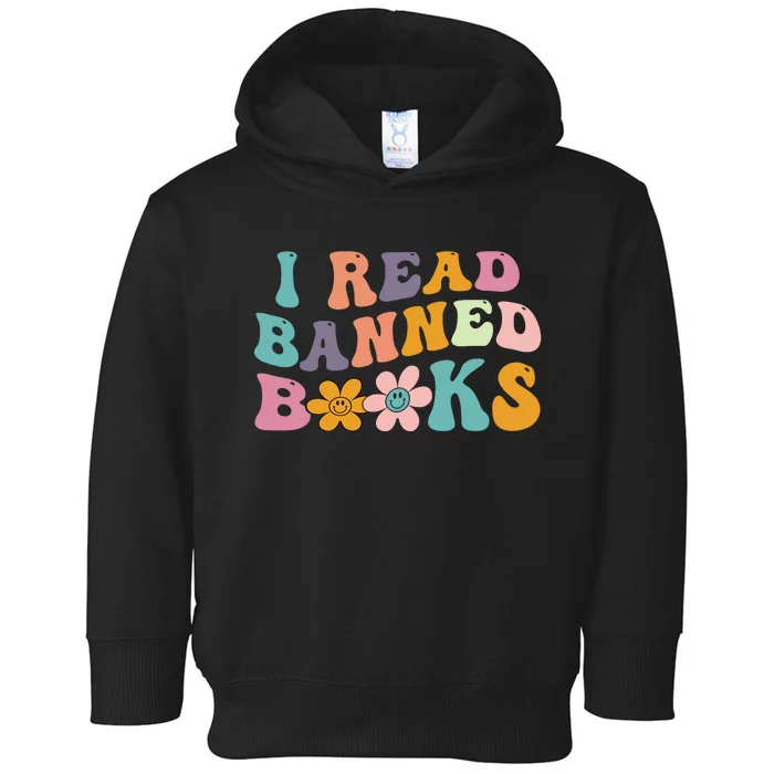 I Read Banned Books Retro Wavy Toddler Hoodie