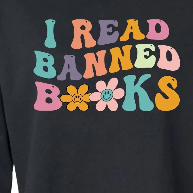 I Read Banned Books Retro Wavy Cropped Pullover Crew