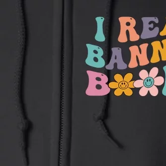 I Read Banned Books Retro Wavy Full Zip Hoodie