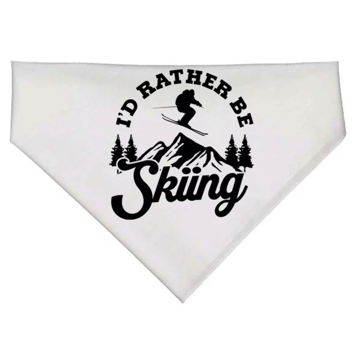 Id Rather Be Skiing Ski Skier Mountain Great Gift USA-Made Doggie Bandana