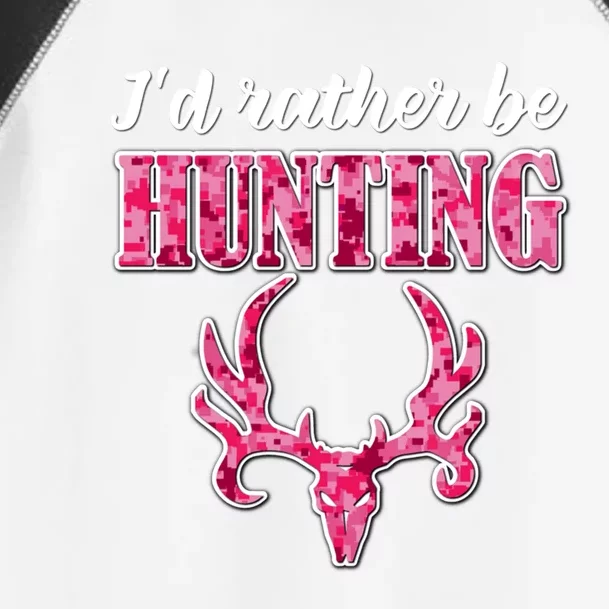 I'd Rather Be Hunting Deer Skull Pink Camo Pattern Print Mom Great Gift Toddler Fine Jersey T-Shirt