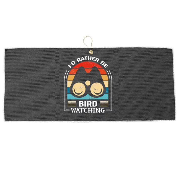 I'd Rather Be Bird Watching Retro Bird Watching Large Microfiber Waffle Golf Towel