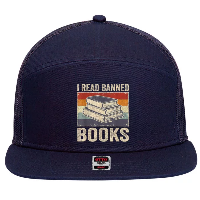 I Read Banned Books Week Librarian Freedom Reader Nerd 7 Panel Mesh Trucker Snapback Hat