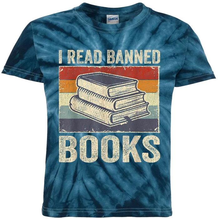 I Read Banned Books Week Librarian Freedom Reader Nerd Kids Tie-Dye T-Shirt