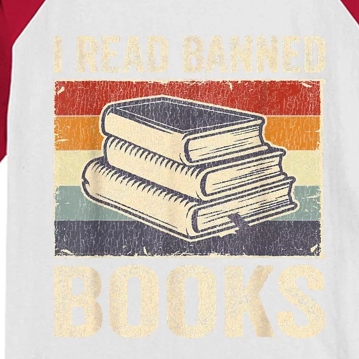 I Read Banned Books Week Librarian Freedom Reader Nerd Kids Colorblock Raglan Jersey