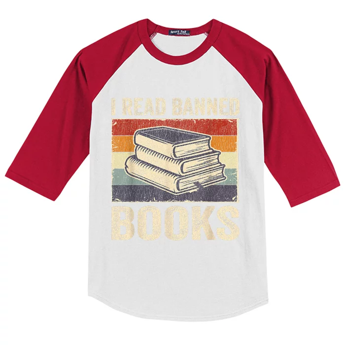 I Read Banned Books Week Librarian Freedom Reader Nerd Kids Colorblock Raglan Jersey