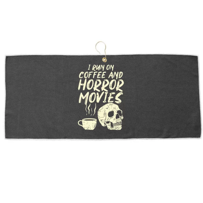 I Run Coffee Horror Movies Skull Skeleton Fun Halloween Large Microfiber Waffle Golf Towel