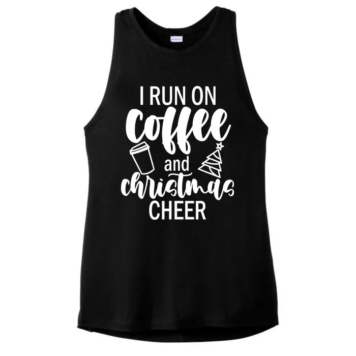 I Run Coffee And Christmas Cheer Ladies Tri-Blend Wicking Tank