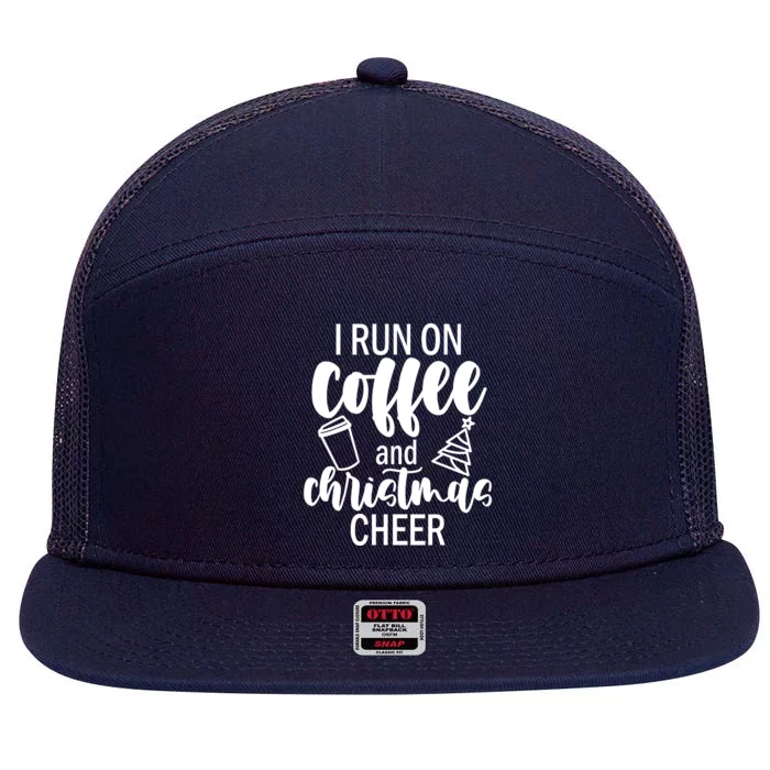 I Run Coffee And Christmas Cheer 7 Panel Mesh Trucker Snapback Hat