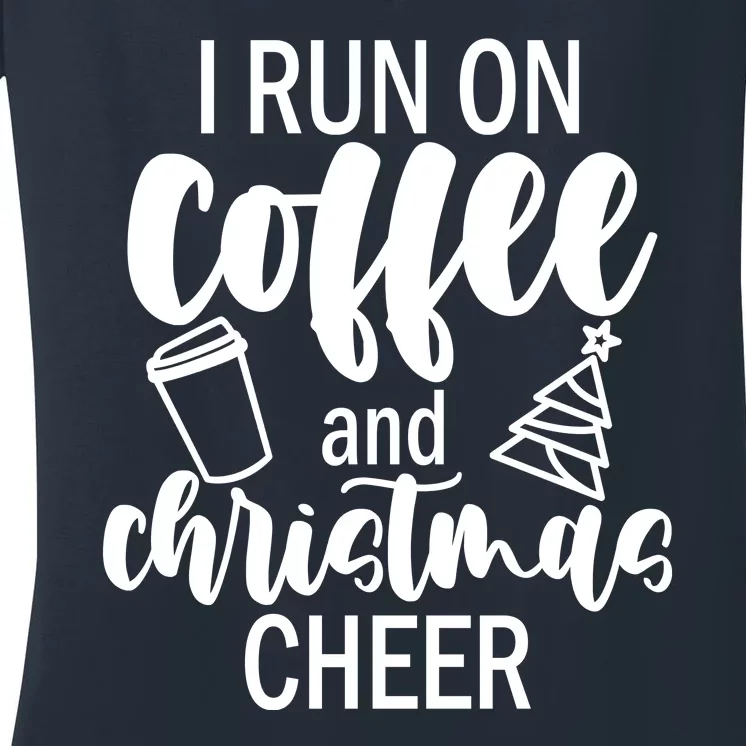 I Run Coffee And Christmas Cheer Women's V-Neck T-Shirt