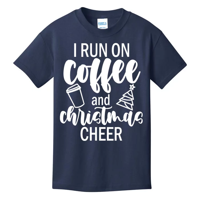 I Run Coffee And Christmas Cheer Kids T-Shirt