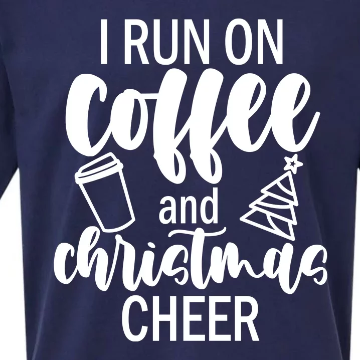 I Run Coffee And Christmas Cheer Sueded Cloud Jersey T-Shirt