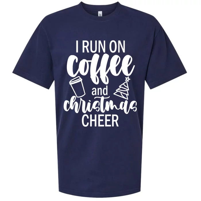 I Run Coffee And Christmas Cheer Sueded Cloud Jersey T-Shirt