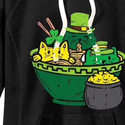 Irish Ramen Cats Cute Anime St Patricks Day Women's Fleece Hoodie