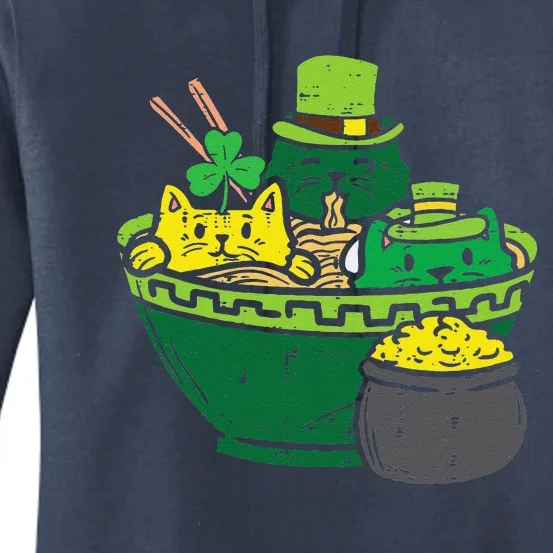 Irish Ramen Cats Cute Anime St Patricks Day Women's Pullover Hoodie