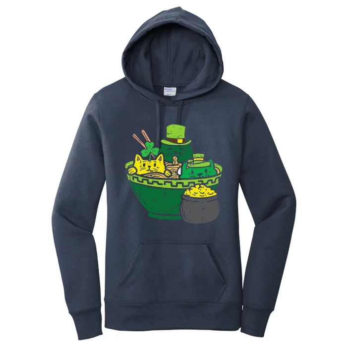 Irish Ramen Cats Cute Anime St Patricks Day Women's Pullover Hoodie