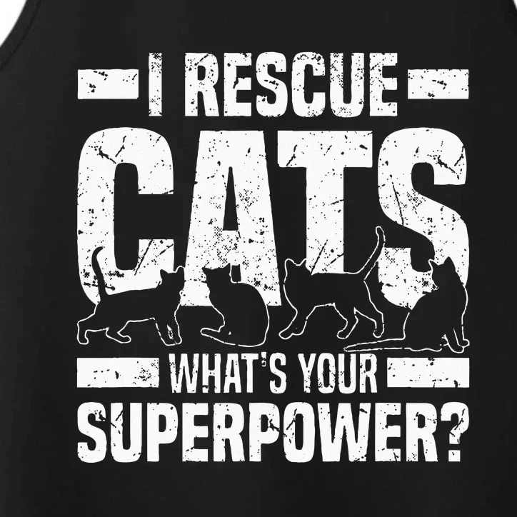 I Rescue Cats What´s Your Superpower USA Flag Rescue Cat Performance Tank