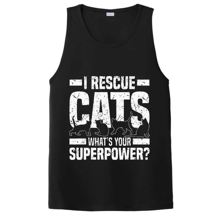 I Rescue Cats What´s Your Superpower USA Flag Rescue Cat Performance Tank