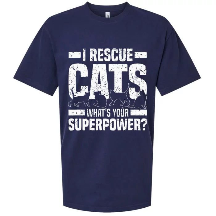 I Rescue Cats What´s Your Superpower USA Flag Rescue Cat Sueded Cloud Jersey T-Shirt