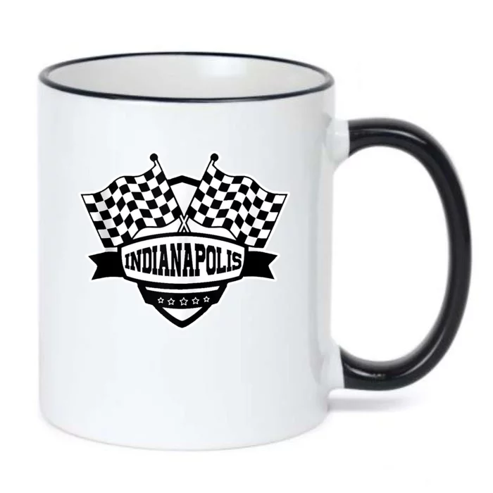 Indianapolis Racing Checkered Flag Black Color Changing Mug