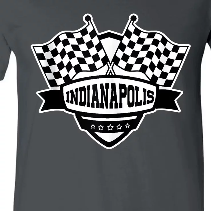 Indianapolis Racing Checkered Flag V-Neck T-Shirt