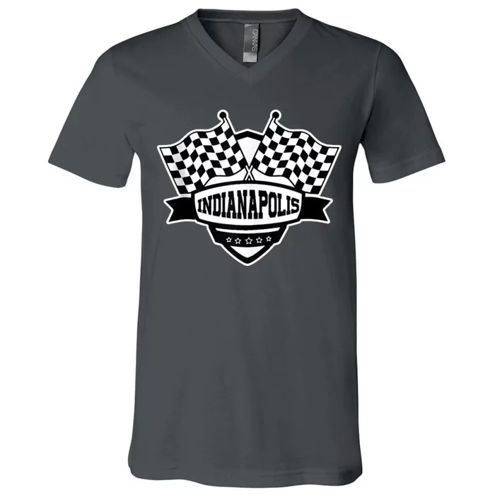 Indianapolis Racing Checkered Flag V-Neck T-Shirt