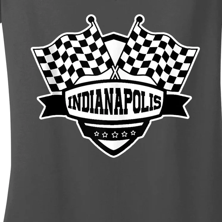 Indianapolis Racing Checkered Flag Women's V-Neck T-Shirt