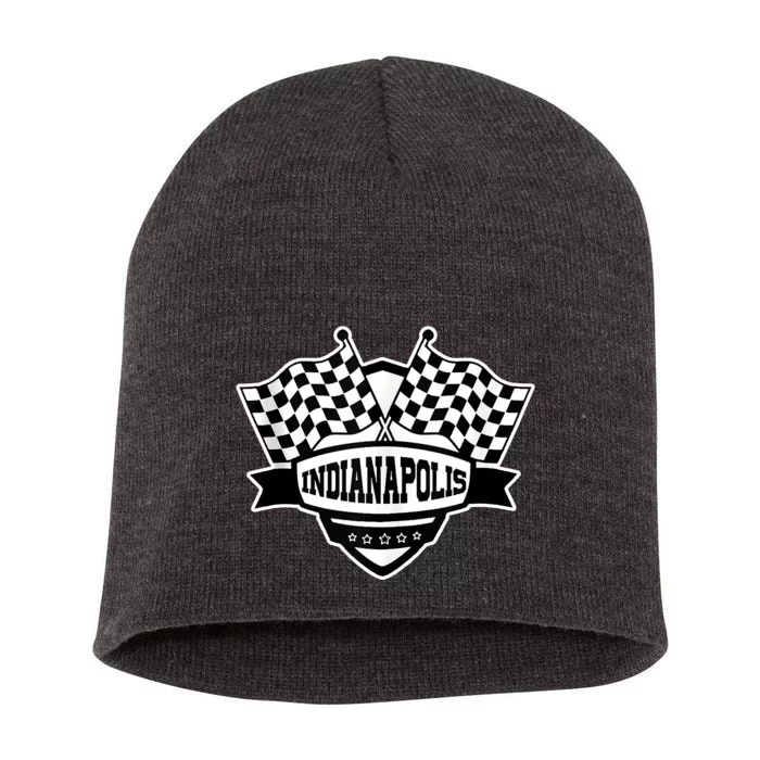 Indianapolis Racing Checkered Flag Short Acrylic Beanie