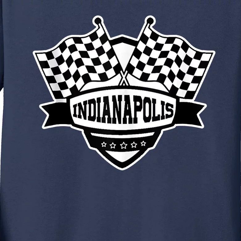 Indianapolis Racing Checkered Flag Kids Long Sleeve Shirt