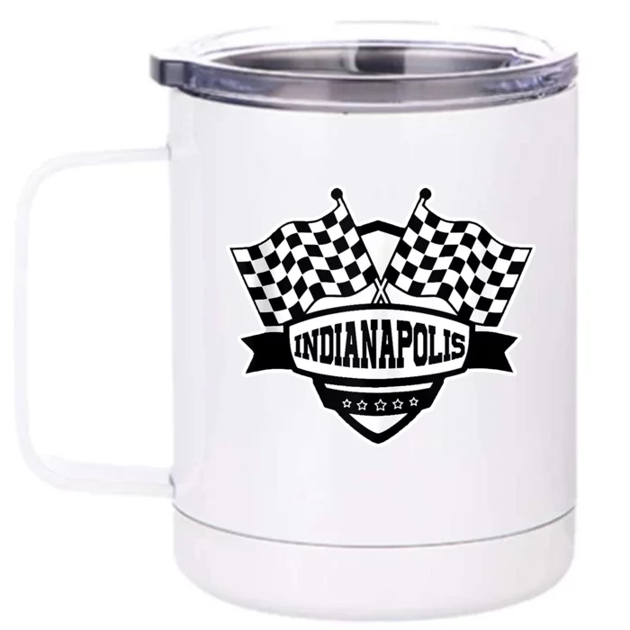 Indianapolis Racing Checkered Flag Front & Back 12oz Stainless Steel Tumbler Cup