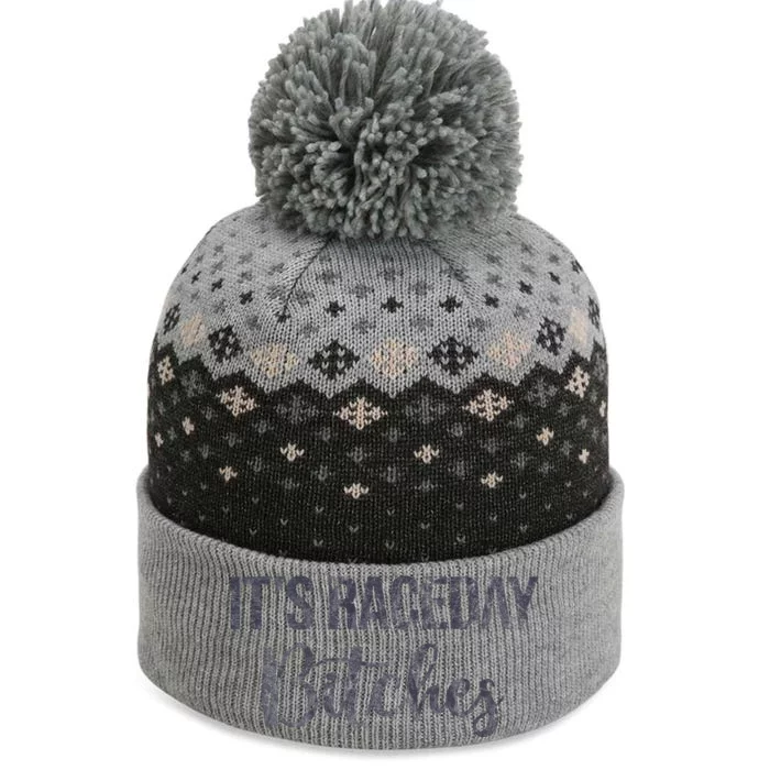 It's Race Day Bitches Vintage Basic Retro 80s The Baniff Cuffed Pom Beanie