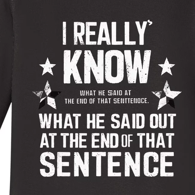 I Really Don’T Know What He Said At The End Of That Sentence Baby Long Sleeve Bodysuit